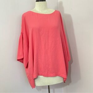 Eileen Fisher Boxy Short Sleeve Silk Blouse L